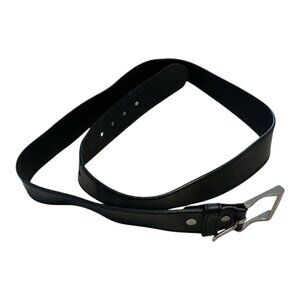 Genuine Dickies Men’s Black Faux Leather Belt with Logo Buckle – 43” x 1.5”